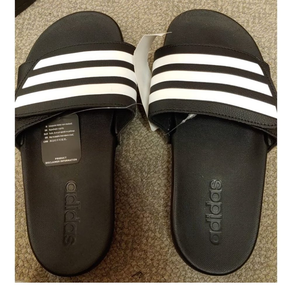 ADIDAS UNISEX Adilette Comfort Adjustable Slide Sandal--Black - Picture 4 of 8